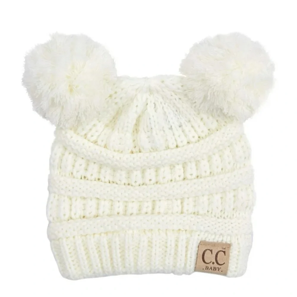 Pixie* Like New! C.C. Baby White Pom Pom Beanie
